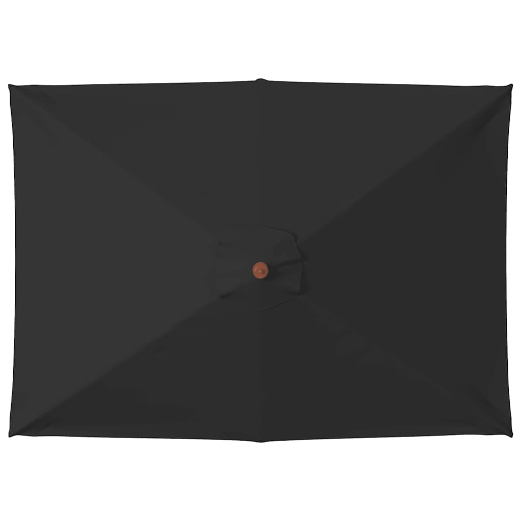 Garden Parasol with Wooden Pole Black 150x200 cm