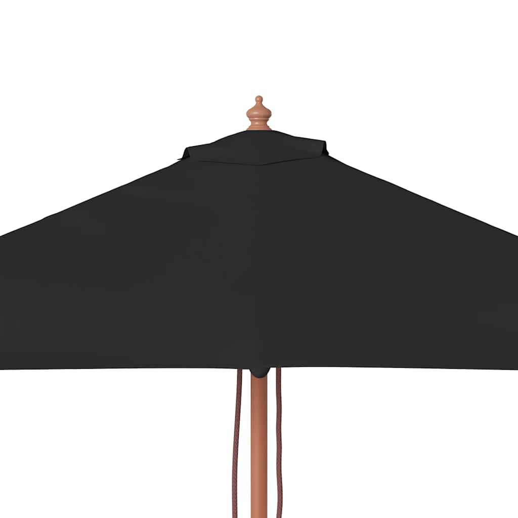 Garden Parasol with Wooden Pole Black 150x200 cm