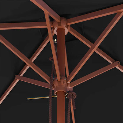 Garden Parasol with Wooden Pole Black 150x200 cm