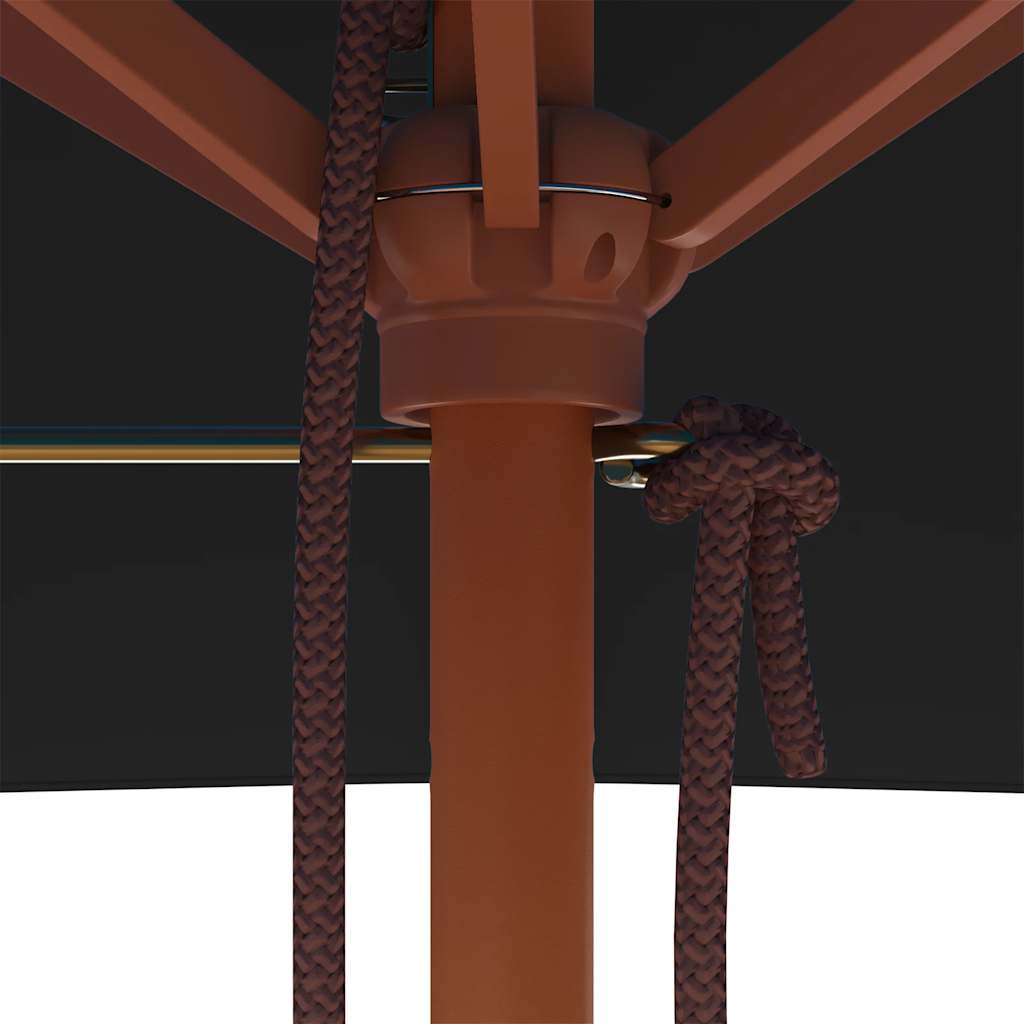 Garden Parasol with Wooden Pole Black 150x200 cm
