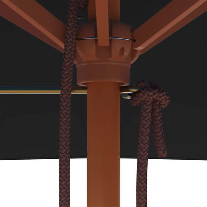 Garden Parasol with Wooden Pole Black 150x200 cm