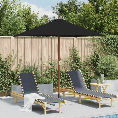 Garden Parasol with Wooden Pole Black 150x200 cm