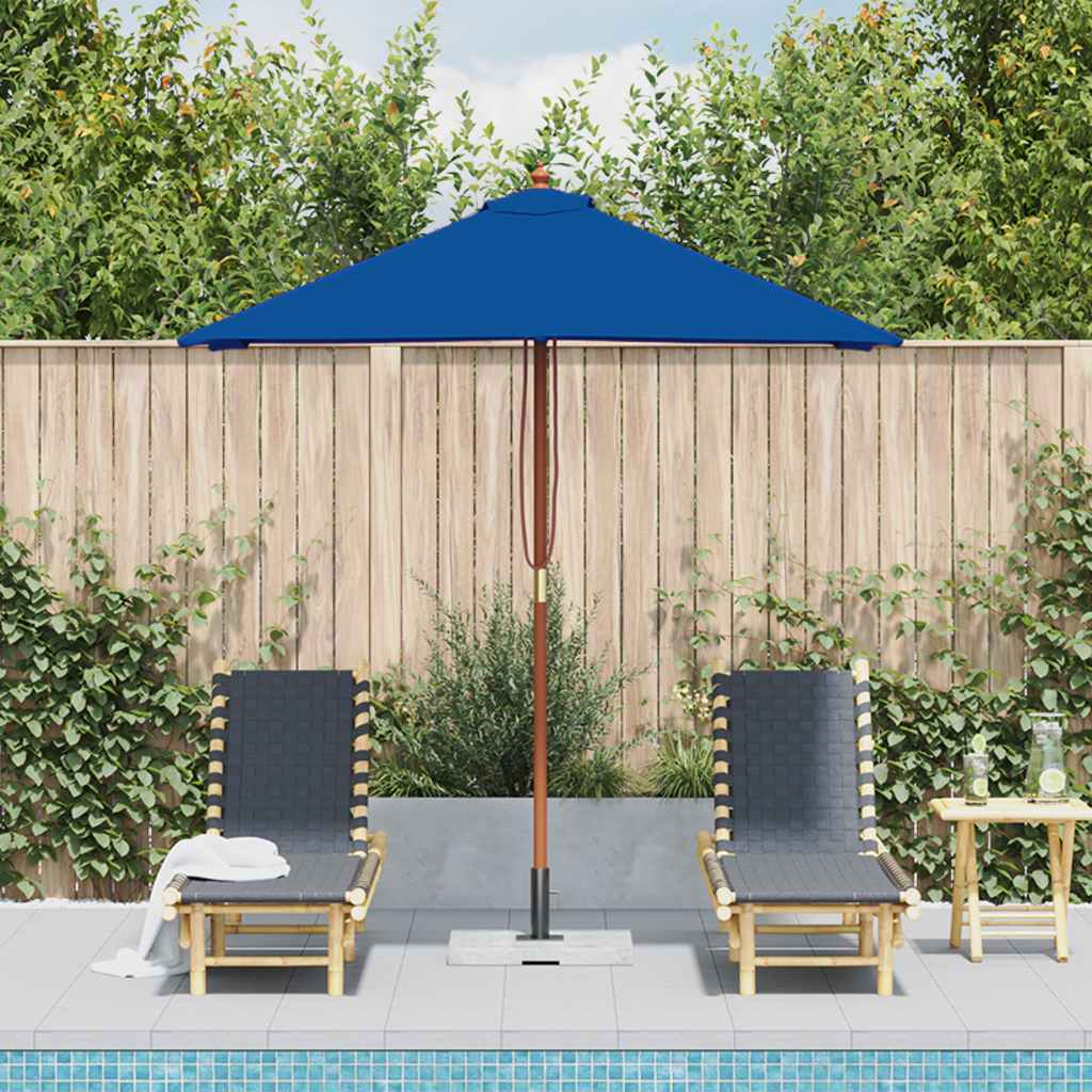Garden Parasol with Wooden Pole Blue 150x200 cm