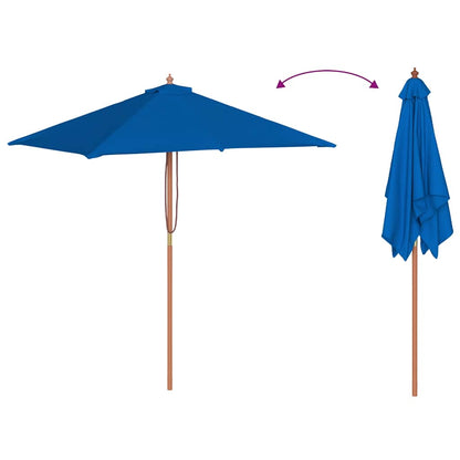 Garden Parasol with Wooden Pole Blue 150x200 cm