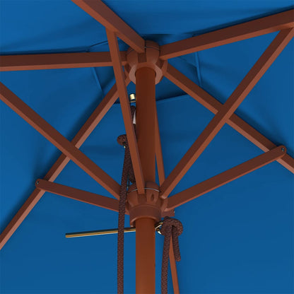 Garden Parasol with Wooden Pole Blue 150x200 cm