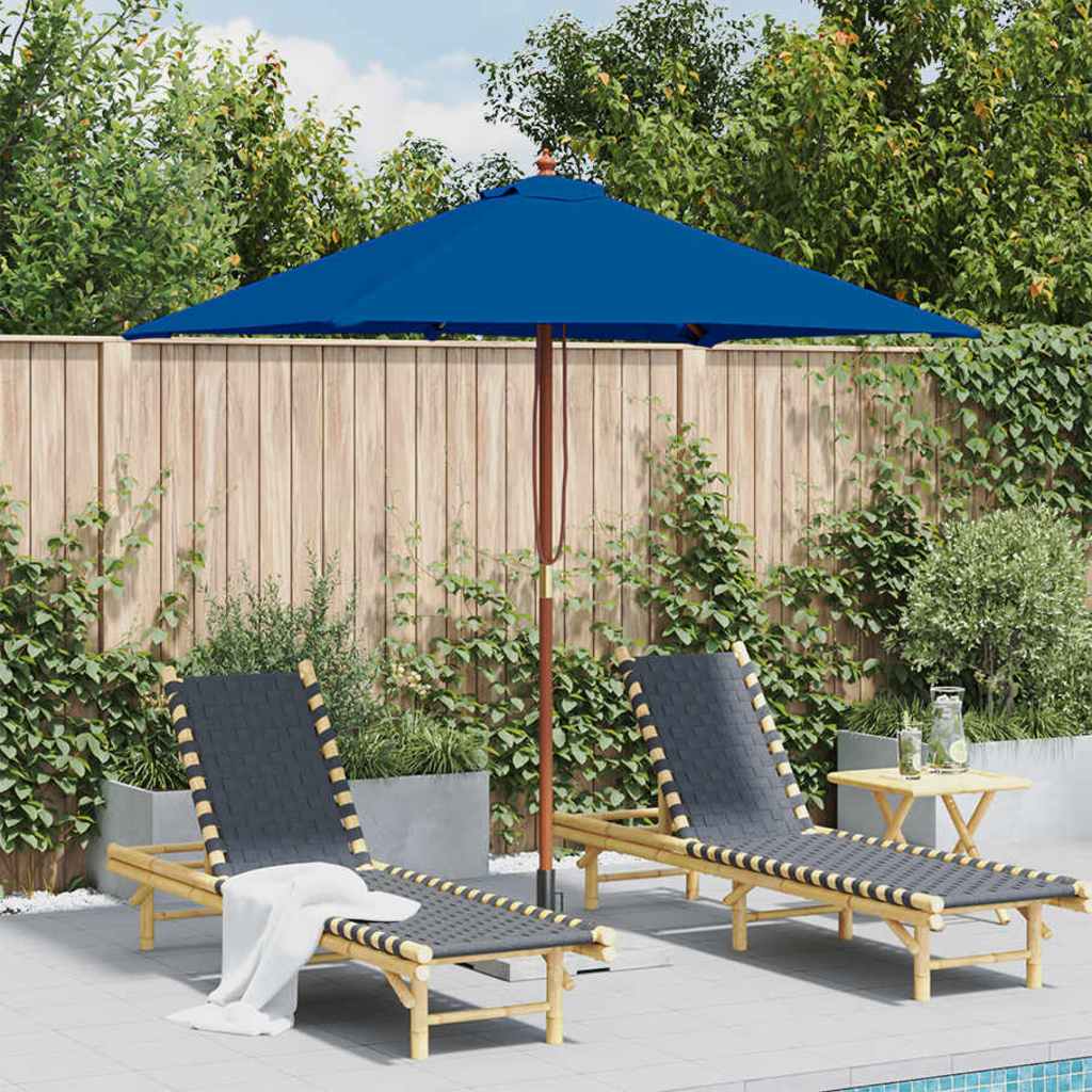 Garden Parasol with Wooden Pole Blue 150x200 cm