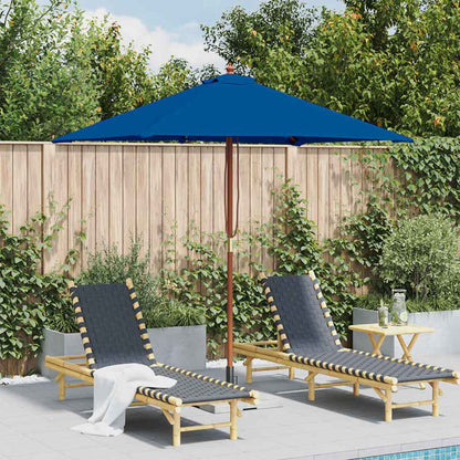 Garden Parasol with Wooden Pole Blue 150x200 cm