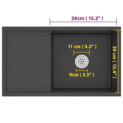 Handmade Kitchen Sink Black Stainless Steel