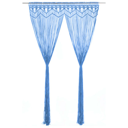 Macrame Curtain Blue 140x240 cm Cotton