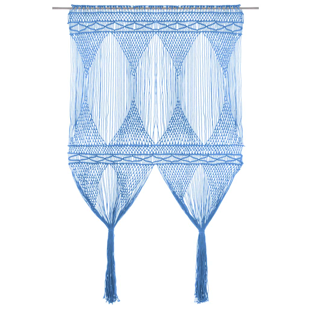 Macrame Curtain Blue 140x240 cm Cotton