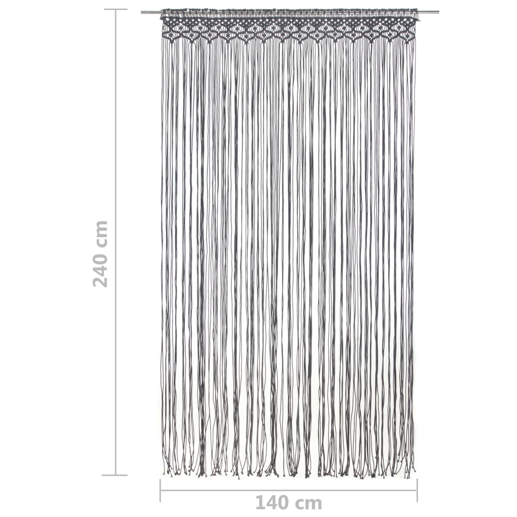 Macrame Curtain Anthracite 140x240 cm Cotton