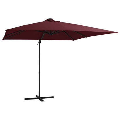 Cantilever Garden Parasol with LED lights Bordeaux Red 250x250 cm