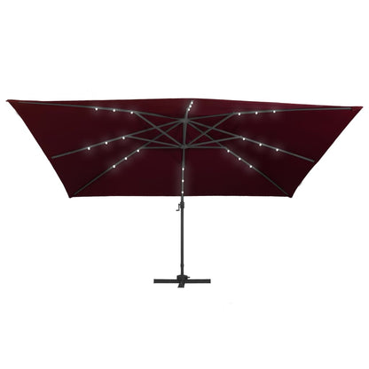 Cantilever Garden Parasol with LED Lights Bordeaux Red 400x300 cm