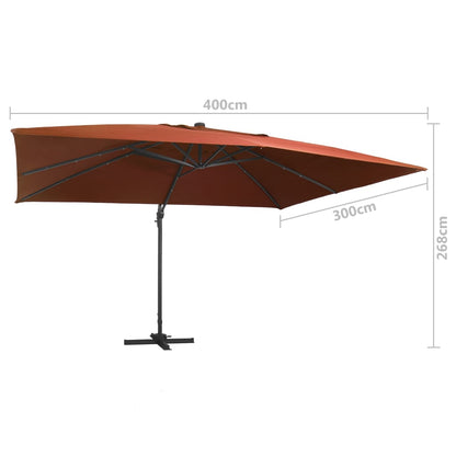 Cantilever Garden Parasol with LED Lights Terracotta 400x300 cm