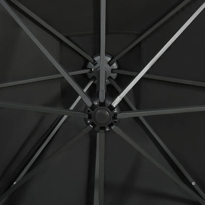 Cantilever Garden Parasol with Pole and LED Lights Black 250 cm