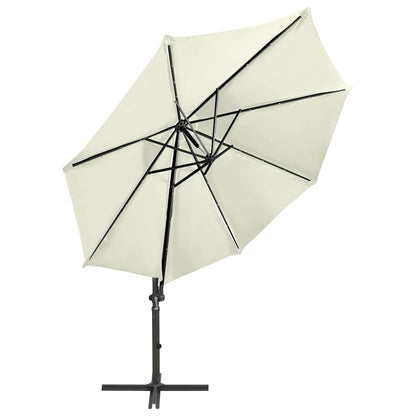 Cantilever Garden Parasol with Pole and LED Lights Sand 300 cm