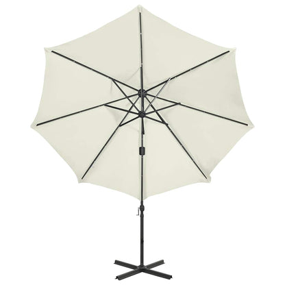 Cantilever Garden Parasol with Pole and LED Lights Sand 300 cm