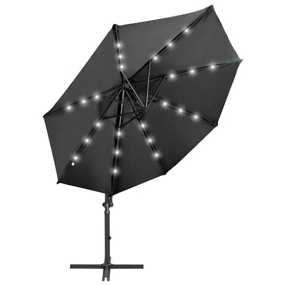 Cantilever Garden Parasol with Pole and LED Lights Anthracite 300 cm