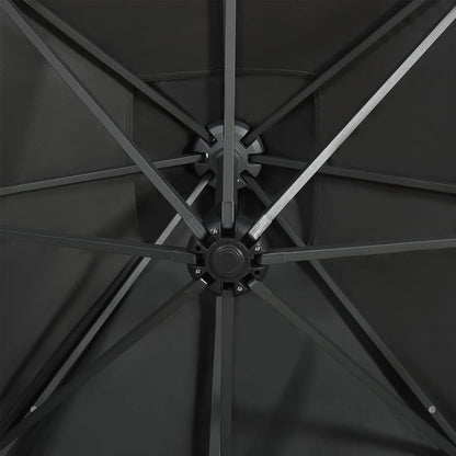 Cantilever Garden Parasol with Pole and LED Lights Anthracite 300 cm