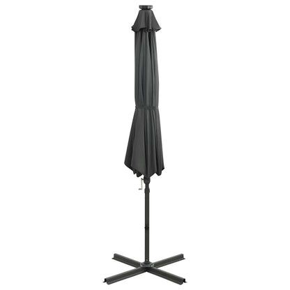 Cantilever Garden Parasol with Pole and LED Lights Anthracite 300 cm