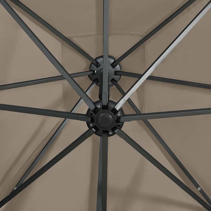 Cantilever Garden Parasol with Pole and LED Lights Taupe 300 cm