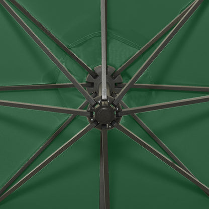 Cantilever Garden Parasol with Pole and LED Lights Green 300 cm