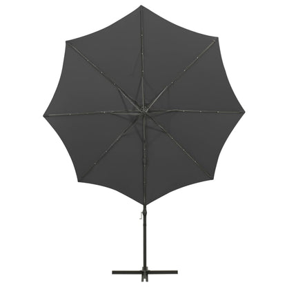 Cantilever Garden Parasol with Pole and LED Lights Anthracite 300 cm