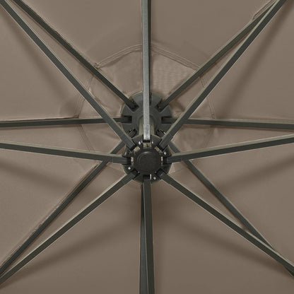 Cantilever Garden Parasol with Pole and LED Lights Taupe 300 cm