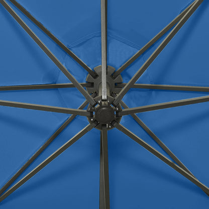 Cantilever Garden Parasol with Pole and LED Lights Azure Blue 300 cm