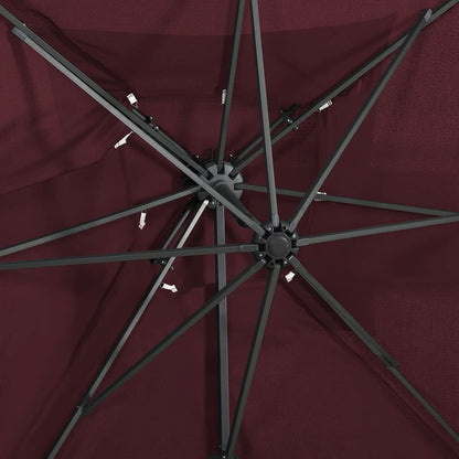Cantilever Garden Parasol with Double Top Bordeaux Red 250x250 cm