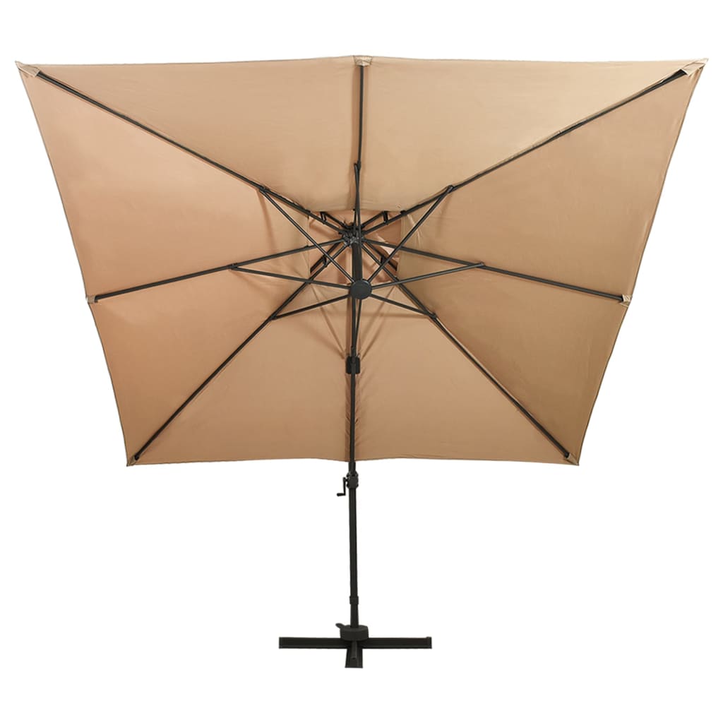 Cantilever Garden Parasol with Double Top 300x300 cm Taupe