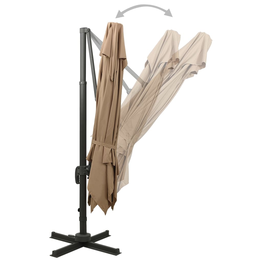 Cantilever Garden Parasol with Double Top 300x300 cm Taupe