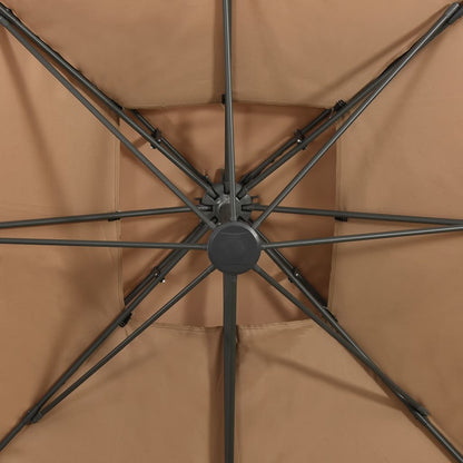 Cantilever Garden Parasol with Double Top 300x300 cm Taupe