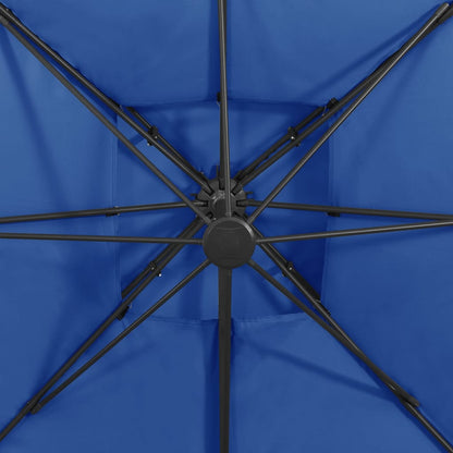 Cantilever Garden Parasol with Double Top 300x300 cm Azure Blue