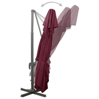 Cantilever Garden Parasol with Double Top Bordeaux Red 400x300 cm