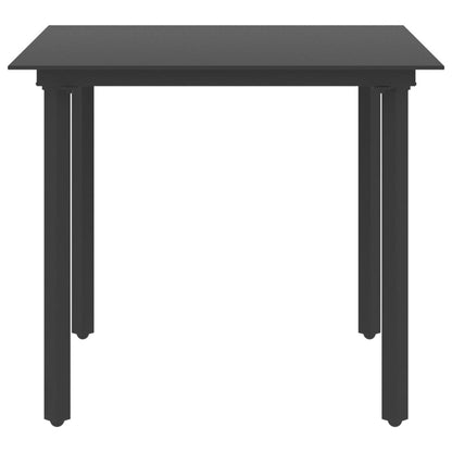 Garden Dining Table Black 80x80x74 cm Steel and Glass