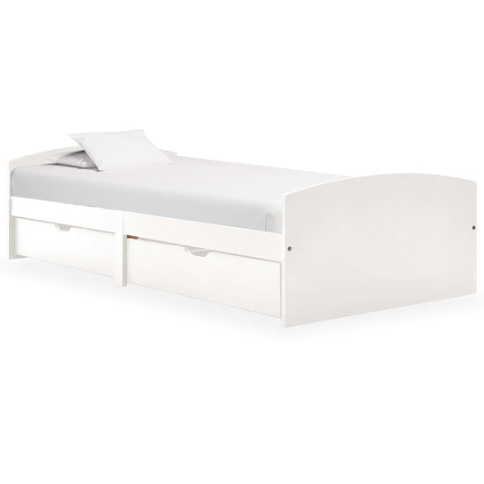 Bed Frame with 2 Drawers without Mattress White 90x200 cm