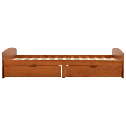 Bed Frame with 2 Drawers without Mattress Honey Brown 90x200 cm