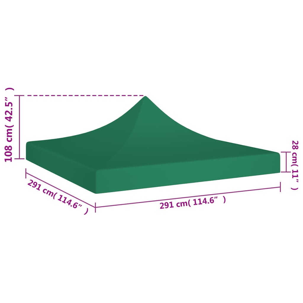 Party Tent Roof 3x3 m Green 270 g/m²
