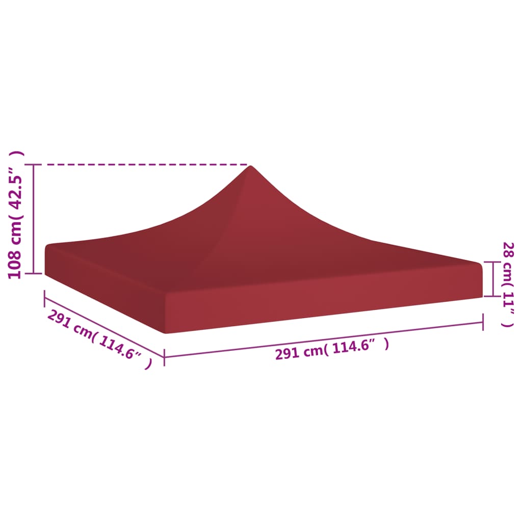 Party Tent Roof 3x3 m Burgundy 270 g/m²