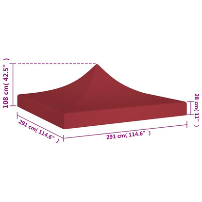 Party Tent Roof 3x3 m Burgundy 270 g/m²