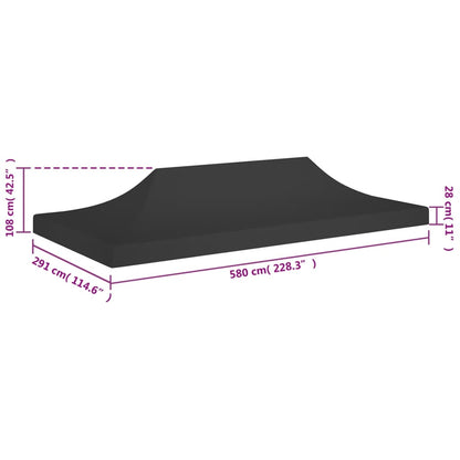 Party Tent Roof 6x3 m Black 270 g/m²