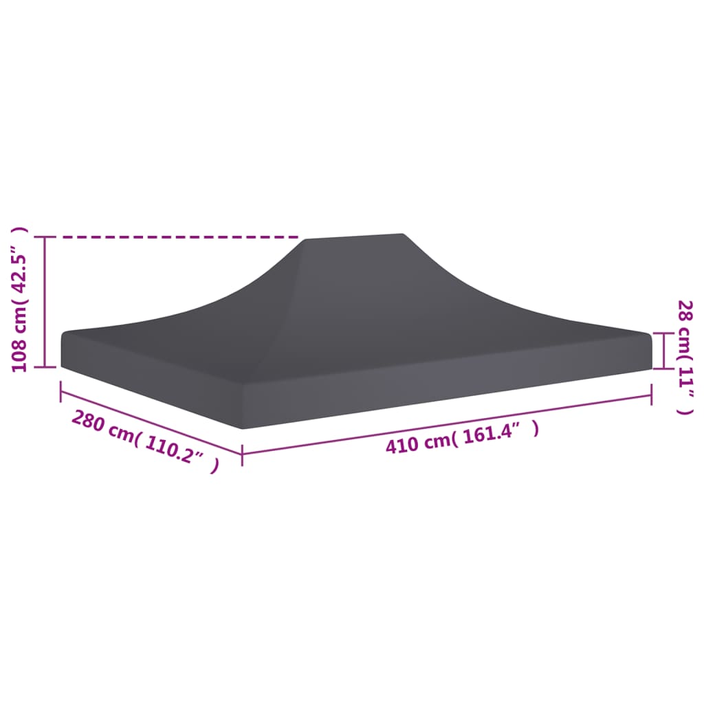 Party Tent Roof 4x3 m Anthracite 270 g/m²