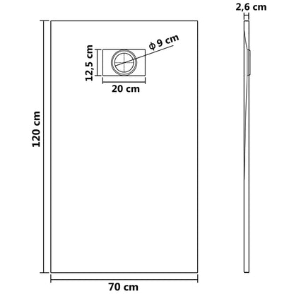 Shower Base Tray SMC Brown 120x70 cm