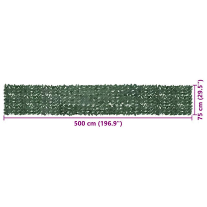 Balcony Screen with Dark Green Leaves 500x75 cm