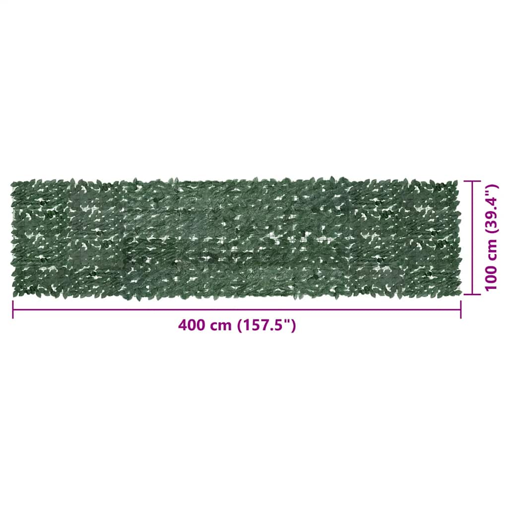 Balcony Screen with Dark Green Leaves 400x100 cm