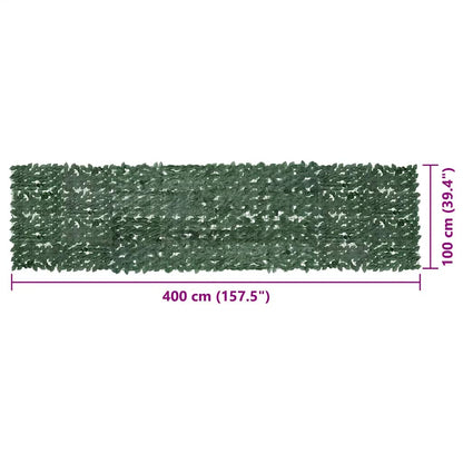 Balcony Screen with Dark Green Leaves 400x100 cm
