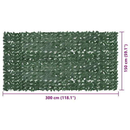 Balcony Screen with Dark Green Leaves 300x150 cm