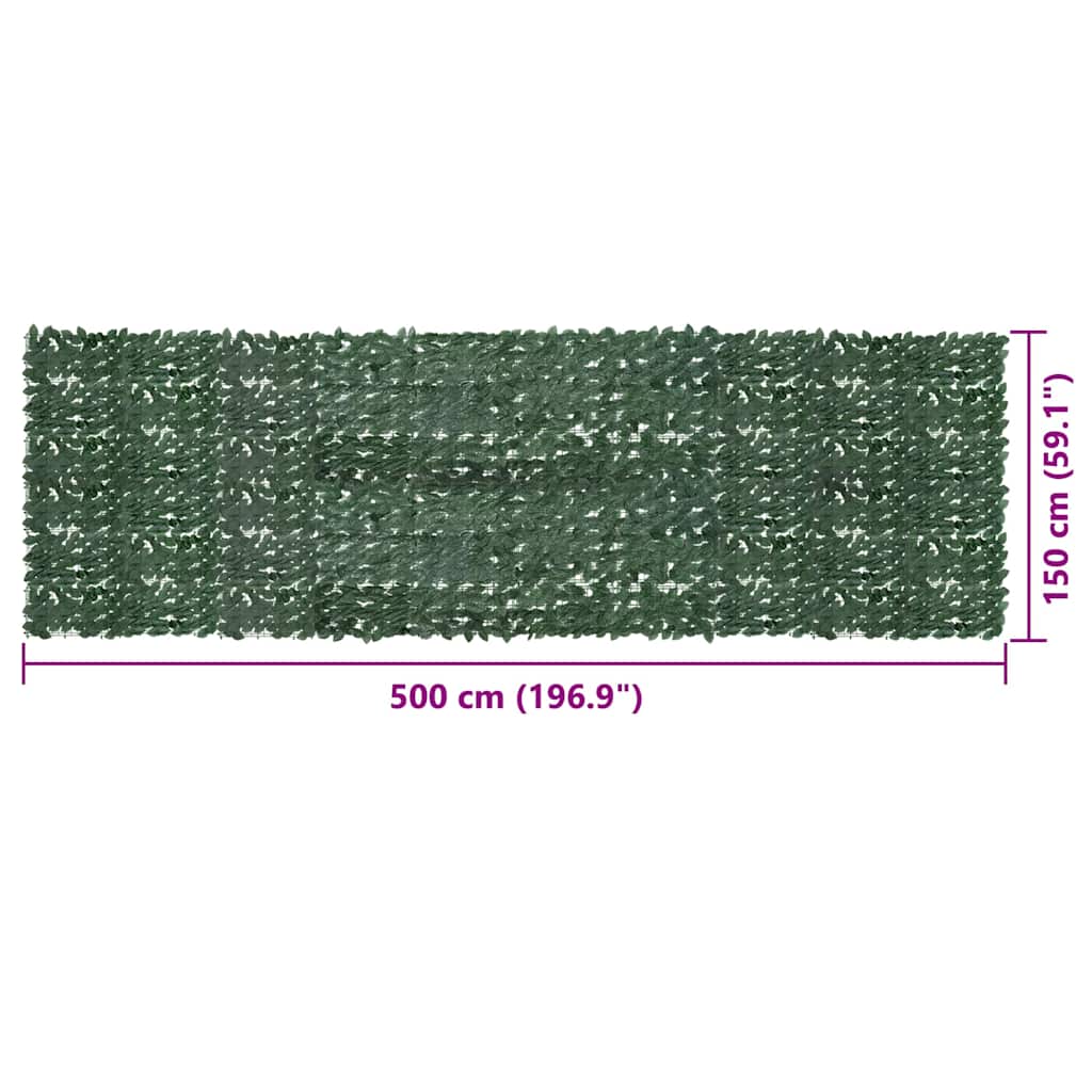 Balcony Screen with Dark Green Leaves 500x150 cm