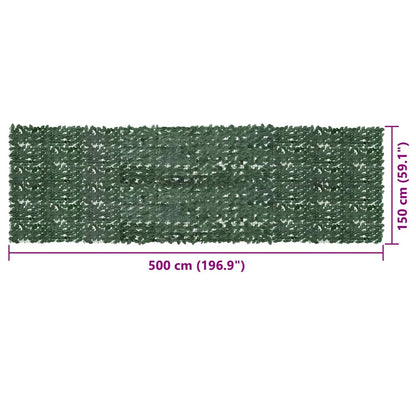 Balcony Screen with Dark Green Leaves 500x150 cm